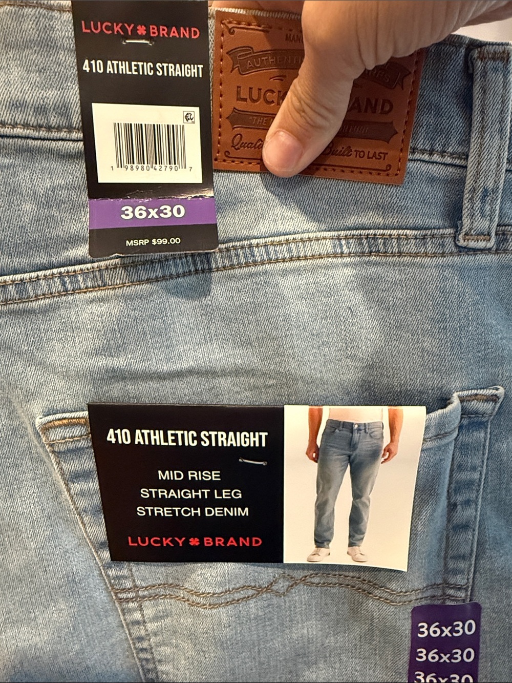 Lucky Brand 410 Athletic Straight Men's Jeans - Light Blue Wash 36x30